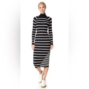T by Alexander Wang Black and White Bodycon Dress with Long Sleeves